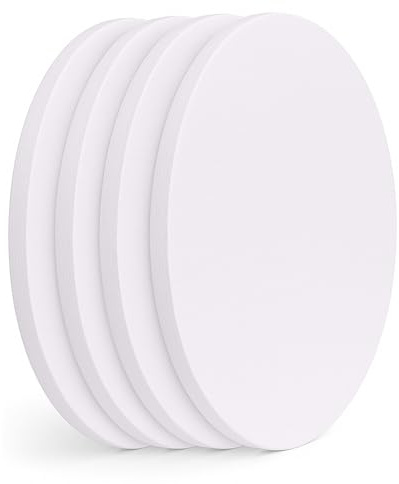 EXERZ Tele per pittura 4 pezzi/Tondo/diametro 30cm/Tele d’artista intelaiate/280GSM/Prestirate 100% Cotone/Vuote/Imprimitura tripla/Tre strati di gesso/Prive di acidi/Grana media/spessore 1,7cm