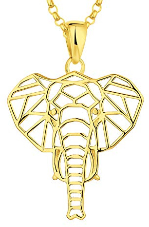 JO WISDOM Damen Kette Elefant Silber 925 Halskette Anhänger Glückliches Tier Geometrie Familie Amulet,Schmuck für Frauen