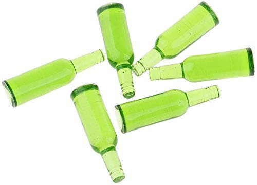 Aeromdale 6 Stück moderne Design Küche Miniaturen Dekoration Getränk Wein Saft grüne Bierflaschen für Puppenhaus im Maßstab 1:12