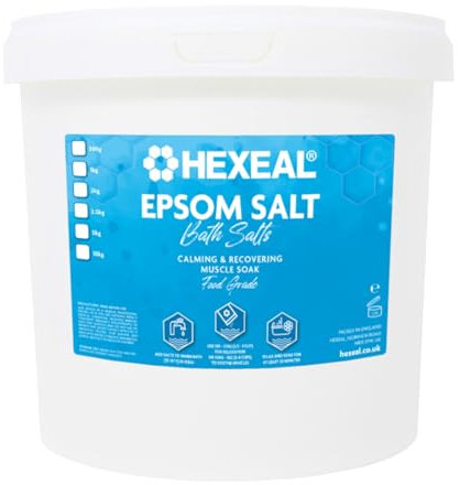 Hexeal Epsom Salt 5kg – 5kg Bucket of Food Grade Magnesium Sulphate for Bathing, Gardening & Household Use – Suitable for Personal Care, Soil Enrichment, and More