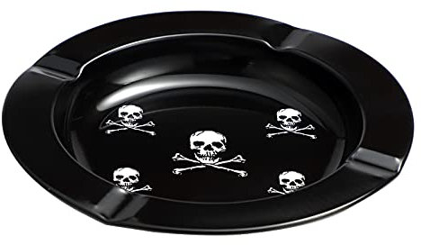 Skull and Crossbones Horror Metal Cigarette Ashtray For Home Office Garden Halloween Decoration Gift Cigars Gothic Pirate Bedroom Cool Ash Tray For Smoker