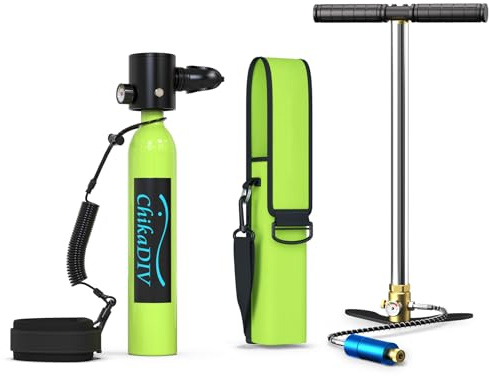 CHIKADIV Mini Tauchflasche mit 0.5 L Tauchflasche zum Mit 5 Bis 10 Minuten Tauchen Sauerstofftank Taucher Set Tauchausrüstung Tragbare Taucher ausrüstung