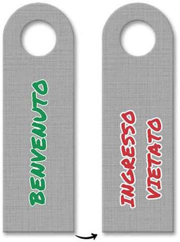 Türhänger 10er Set auf italienisch Benvenuto-Ingresso vietato in dunkelgrau Italien Italia Bella Italia Türhänger 10er Set Sprache Porta Türe Eintreten Draussen bleiben