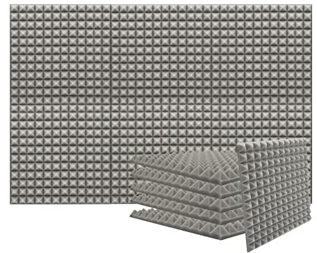 Heavyoff 12 Stück Akustikschaumstoff Platten Schall Dämmung Wanddeko Keiloberfläche Feuerhemmend Noppenschaumstoff für Tonstudio, Fernsehzimmer, Kinderzimmer Grau, 30x30x5cm