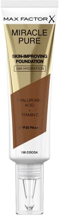 Max Factor Miracle Pure Skin Improving Foundation, hautverbesserndes Make-Up mit LSF, Fb. 100 Cocoa, 33 g (1er Pack)