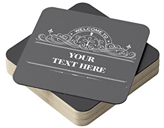 Personalised Beer Mats Pack of 24 - Absorbent Recyclable Square Cardboard Drink Mat Coasters - Accessories for Home Bars Pubs - CO-CARD-RA816-GRAY-24 - ADD YOUR TEXT