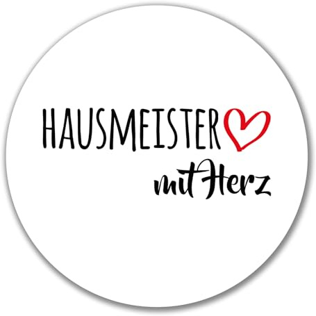 Huuraa Aufkleber Hausmeister mit Herz Geschenk | Dekoaufkleber 10cm rund Sticker Geschenkidee Dekoausticker