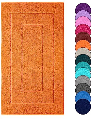 Lashuma Badematte 50x90 cm, London ausgefallener Badläufer groß saugstark Clementinen - Orange