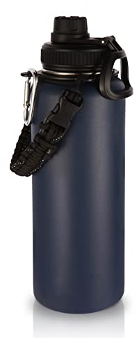 Volhoply 1200ml Trinkflasche Edelstahl, 1.2 Liter vakuumisolierte doppelwandige Thermosflasche mit Schraubdeckel und Griff, BPA-frei Isolierflasche für Outdoor Sport (Marineblau,1er-Set)
