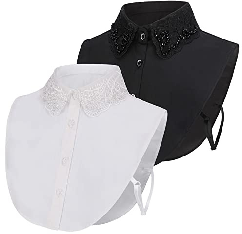 XEPST Frauen Kragen Abnehmbar Krageneinsatz Damen, Hälfte Shirt Bluse Dickey Kragen Fake Collar Detachable Collar Blusenkragen Einsatz Hemdkragen Einsatz für Damen, Einheitsgröße, 2 Stück