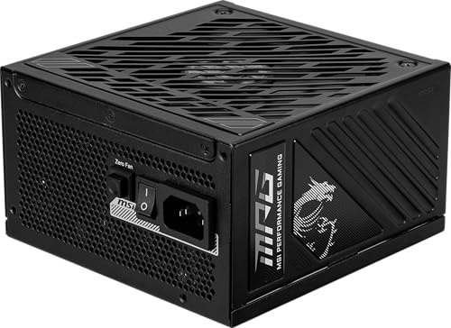 MSI MPG A1000GS PCIE5 Power Supply Unit, 1000W, 80 PLUS Gold, ATX 3.1, PCIe 5.1 GPU Support, Dual-native 12V-2x6, Cables with Dual-color 12V-2x6 connectors, ATX PSU, Embossed Jacket Cables