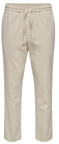 ONLY & SONS Herren Sweatpant ONSLINUS Crop LIN - Tapered Fit - XS S M L XL XXL, Größe:L, Farbe:Silver Lining 22024966