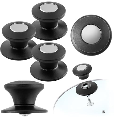 KADAX Lot de 3 Poignée de couvercle de casserole, bouton de couvercle résistant au feu en plastique et en acier inoxydable, poignée universelle pour couvercle de casserole, bouton de couvercle de c