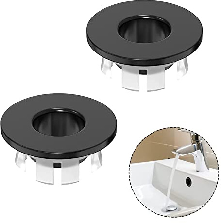 2PCS Black Overflow Ring,Sink Overflow Cover,Bath Overflow Cover Replacement Round Overflow Sink Hole Cover Sink Overflow Cap for Kitchen and Bathroom | Bath Overflow Cover Replacement, For Kitchen and Bathroom