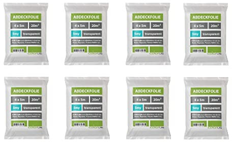 8 x Abdeckfolie gefaltet 5my HDPE transparent 4 x 5m