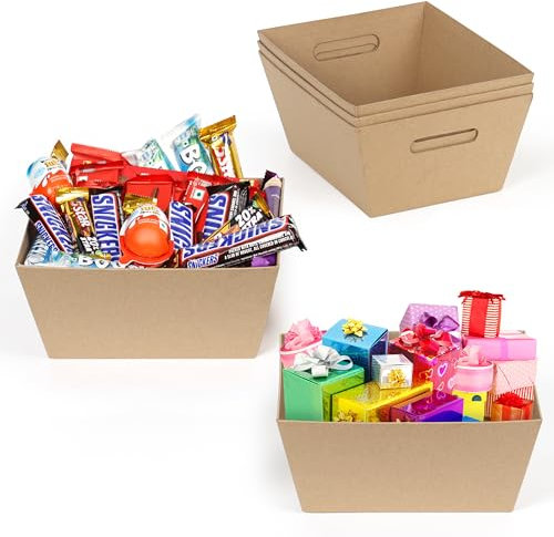 Winter Shore Präsentkorb Leer [5er-Pack] - Geschenkkorb Pappe mit Griffen - DIY Lebensmittelecher Geschenkkorb Leer für Personalisierte Geschenkpakete, Geburtstage - Geschenke Korb in 25 x 20 x 12 cm