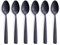 FULLYWARE - Set di 6 cucchiaini da tè nero opaco, 17,8 cm, in acciaio INOX nero, per caffè e dessert, finitura satinata