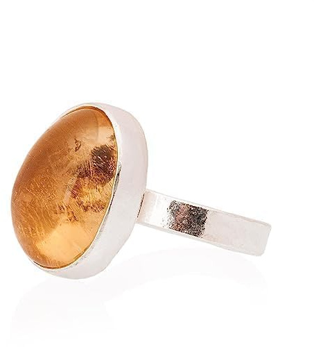 Anello in ambra d'argento. Anello in argento sterling 925 con ambra.