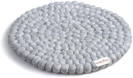 naturling Filz Sitzkissen 39cm rund aus 100% Schurwolle für Stühle und Bänke (Grau)