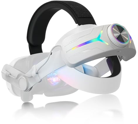 OKESYO Elite Strap Headstrap para Meta Quest 2 con batería de 8000 mAh, accesorio para Oculus Meta Quest 2, Reemplazo/RGB/Soporte extendido/Ajustable/Material de PU/Alta plasticidad