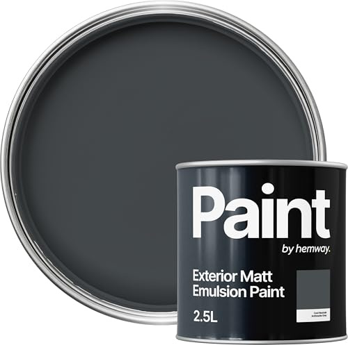Hemway Anthracite Grey Exterior Paint 2.5L, Outdoor Matt Finish, Acrylic & Water-Based Emulsion, Quick Dry & High Coverage for Walls, Wood, Metal, Fence, Masonry Paint Exterior & Furniture