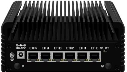 ROUAFWIT Mini PC N150 (Upgraded N100) Firewall Appliance, 6 Port i226-V 2.5GbE LAN Mini Computer, Fanless Micro PC DDR5 16GB RAM 256GB NVMe SSD, USB Typ-C, 3-Display, Support Pfsense
