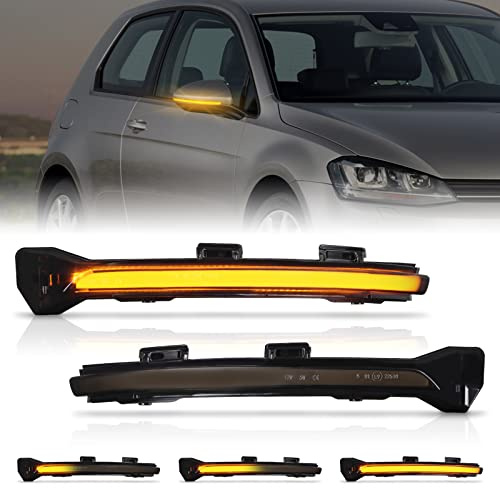 POPMOTORZ LED Spiegelblinker für VW Golf 7 Variant R-line GTI Sportsvan Limousine E-Golf T-ouran 2 mit Canbus Fehlerfrei Schwarz, 2 Stücke