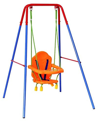 Kedia Babyschaukel 3-in-1, Schaukel für den Innen- und Außenbereich, mit Halterung aus Metall, Gartenschaukel für Babys, Rot / Blau.