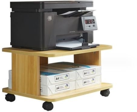 MEIZHITU Regal für Drucker, 2-stöckiger Druckerständer Mit Rädern, Druckerwagen, Desktop-Druckertisch, Druckerregal, Büro, Mobiler Kopierer, Dateispeicherregal Beistelltisch Regal für Drucker(B)