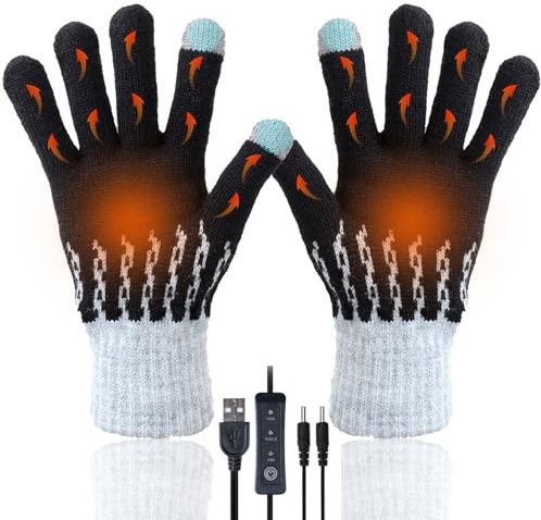 Guantes calefactables USB para Hombres y Mujeres, Guantes de Invierno cálidos para Manos Completas, Guantes para computadora portátil con Pantalla táctil, Guantes calefactores de Punto