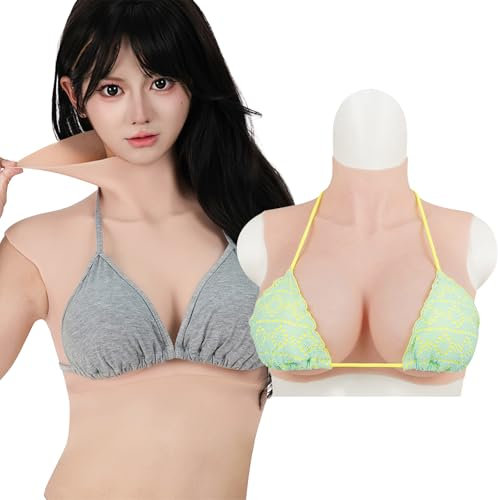 MOTLEYBEAN Fake Boobs Silikonbrust B C D E G H Cup Silikon Falsche Brustbrustplatte Verbesserte Version in Übergröße für Crossdresser Transgender Cosplay (Nude Farbe-Silikon füllung, C-Körbchen)