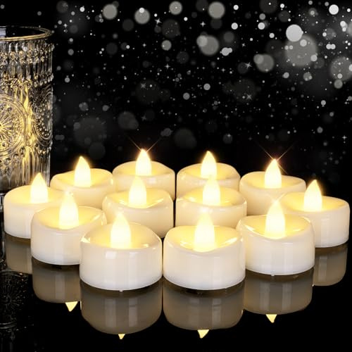 5plots Flameless Candles, 100Pcs Tea Lights Candles Battery Operated, Flameless Tealight Candles, Electric Tea Lights Votive Candles - No Flickering, White - 1.5 x 1.25