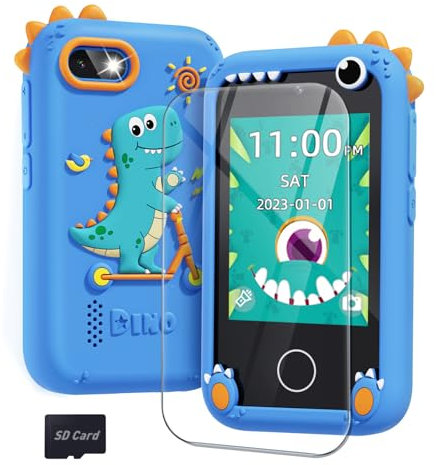 BAISIQI Kids Smart Phone for Boys Ages 3-8, Dinosaur Phones Toys with Dual Camera, Toddler Touchscreen Phone Educational Toys for Kids, Christmas Birthday Gifts for 3 4 5 6 7 8 9 10 Year Old Boys