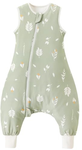 Nivolltha 1.5 TOG Schlafsack mit Füßen, 100% Baumwolle Warm Ganzjahres Premium Qualität Kinder Schlafsack mit Beinen, Blätter, Größe M