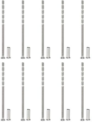 PATIKIL 10 Stück Möbel Verbindungsschrauben M4 x 90mm, Kreuzschlitz Senkkopfschrauben Set mit Hülsenmutter und Hülsenschrauben, Silber Möbelverbinder Schrauben für Türgriffe Schrankgriffe