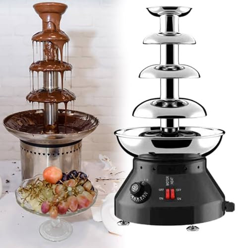 GESAIDES Fontaine à Chocolat électrique en Acier Inoxydable pour Fête d'anniversaire ou de Mariage,4tiers-Black