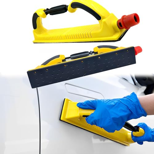 SQAQS Hand push board, curved surface, Can be vacuumed, Adjustable Flexible Sanding Block with Handle Lightweight Hand Sanding File Block, 70 * 400mm Multifunctional Manual Sanding Machine (yellow)