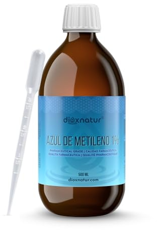 Dioxnatur ® Methylenblå Lösning 1% USP Farmaceutisk Kvalitet 500 ml med Pipett Spanskt Märke