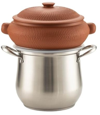 Vaporera de cerámica, cacerola de vapor, olla de sopa de vapor, vaporera doméstica, olla de sopa de cerámica, for guisar sopa de pollo, maíz o verduras al vapor, olla a fuego lento(Orange,2700ml)