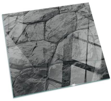 Placa para Chimenea 60x60 cm Protector de Suelo Cristal Templado Resistente a Altas Temperaturas Chispas y Arañazos Protector Decoración de la Sala de Estar - Patrón de Piedra Natural