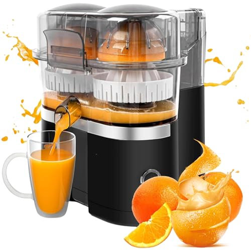 Jugador De Cítricos Eléctricos, Doble Naranja Automática Y Exprimido De Limón con Licación Cítrica Incorporada, Fácil De Limpiar, 2 En 1 Exprimidor De Frutas Eléctricas con Cepillo De Limpieza Black