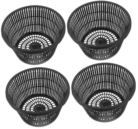 CLISPEED Set da 4 Vasi Idroponici a Rete Grandi per Coltivazione, Supporto per Coltura in Sistemi Dwc, Tazze Clone Forate Neri, per Giardinaggio Indoor e Outdoor, Facili da Pulire