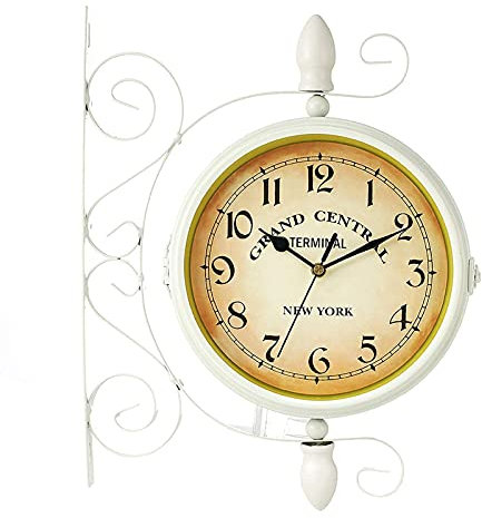 Wall Clock, Outdoor Garden 14 Inch 360 ° Rotation Double Sided Weather Resistant Station Clock
