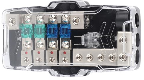 KooingTech Fuse Box, Trailer Junction Box, MultiFunctional 4 Way Distribution Holder with LED for SUV ATV UTV