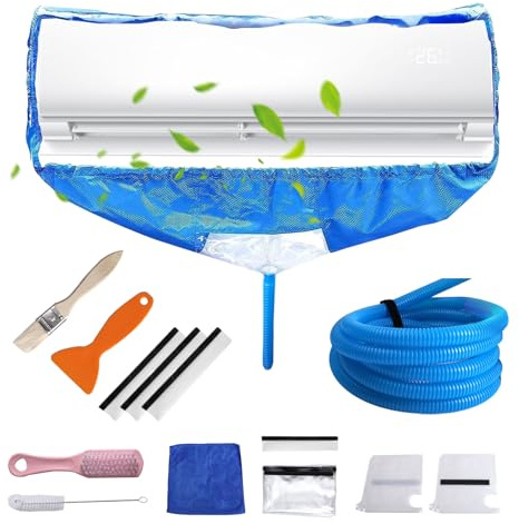 Couverture de Nettoyage pour Climatiseur,Sac de Nettoyage de la climatisation,Mural Kit de Couverture de Nettoyage de Climatiseur avec Tuyau D'eau Tuyau