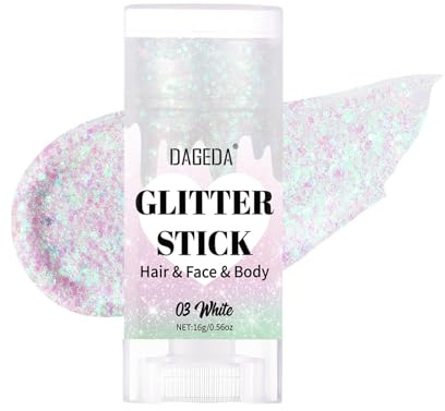 Prreal Body glitterpinne, gnistrande ansiktsglitter gel makeup, holografiskt hårglitter sjöjungfru paljetter rave-kläder för kvinnor, shimmer ansiktsmålningspinne halloween karneval festival tillbehör