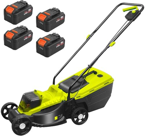Tosaerba elettrico senza fili, batteria da 40 V, contenitore per erba da 40 l, 3 impostazioni di altezza, alta velocità, per falciatura di prati e parchi