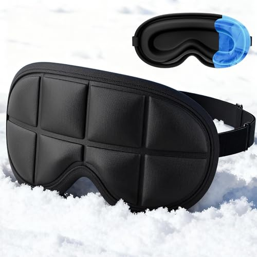 Tolaccea Maschera 3D per Occhi con Gel-Pads – Maschera Sonno/Maschera Occhi caldo/freddo per Donna & Uomo contro Gonfiore, Occhiaie, Emicrania & Occhi Secchi, Extra Spessa & Opaqua(1Pack)