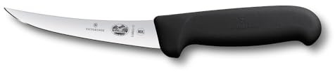 Victorinox Fibrox - Cuchillo para deshuesar carne y pescado, 12 cm, hoja curvada, acero inoxidable, color negro