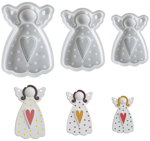 Angel Silicone Mold, 3PCS Angels Pendant Moulds Angel Girl Handmade Casting Moulds for Christmas Wedding Birthdays New Years Decoration